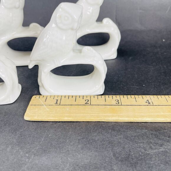 4 Ceramic White Porcelain Owl Bird Napkin Rings Holders Rings Vintage Ardalt - Picture 5 of 12